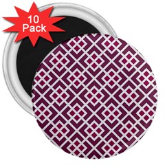 Two Tone Lattice Pattern Purple 3  Magnets (10 Pack)  by kellehco