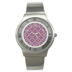 Two Tone Lattice Pattern Purple Stainless Steel Watch by kellehco