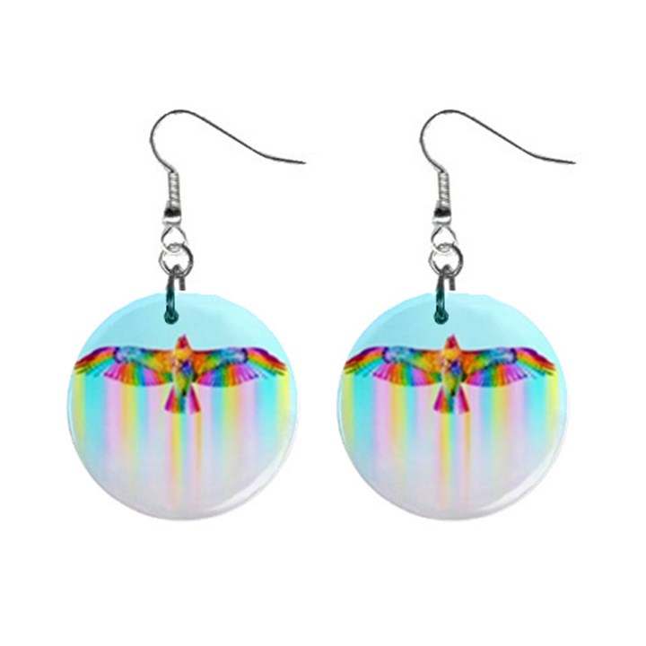 Rainbow Bird Mini Button Earrings