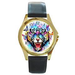 Butterflytiger Round Gold Metal Watch