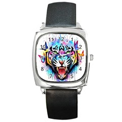 Butterflytiger Square Metal Watch