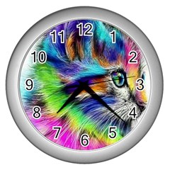 Rainbowcat Wall Clock (silver) by Sparkle