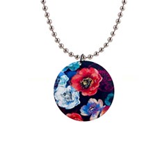 Flowers Pattern 1  Button Necklace by Sparkle