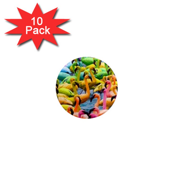 Rainbow Flamingos 1  Mini Magnet (10 pack) 