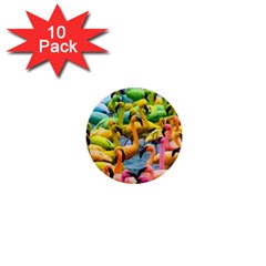 Rainbow Flamingos 1  Mini Buttons (10 Pack) 