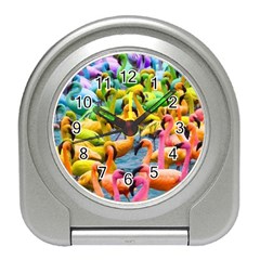 Rainbow Flamingos Travel Alarm Clock