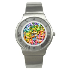 Rainbow Flamingos Stainless Steel Watch