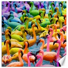 Rainbow Flamingos Canvas 12  x 12 