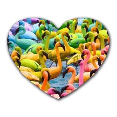 Rainbow Flamingos Heart Mousepads