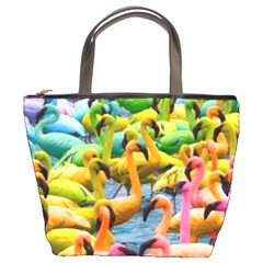 Rainbow Flamingos Bucket Bag