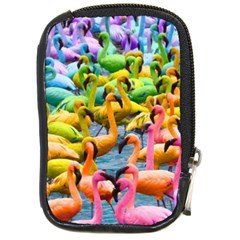 Rainbow Flamingos Compact Camera Leather Case