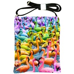 Rainbow Flamingos Shoulder Sling Bag