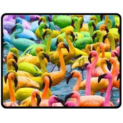 Rainbow Flamingos Fleece Blanket (Medium) 