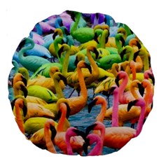 Rainbow Flamingos Large 18  Premium Round Cushions