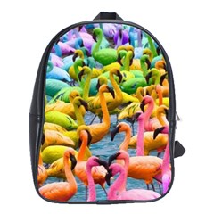 Rainbow Flamingos School Bag (XL)