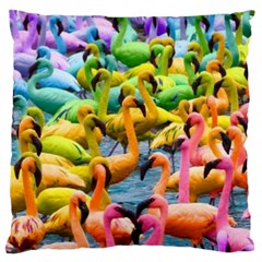 Rainbow Flamingos Large Flano Cushion Case (Two Sides)