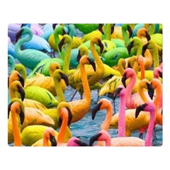 Rainbow Flamingos Double Sided Flano Blanket (Large) 