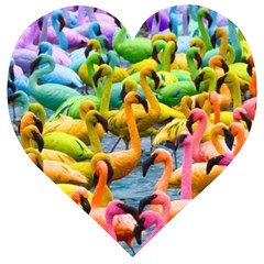 Rainbow Flamingos Wooden Puzzle Heart by Sparkle