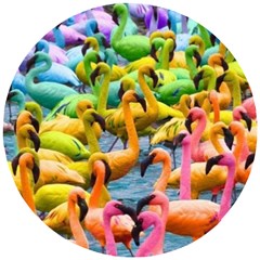 Rainbow Flamingos Wooden Puzzle Round