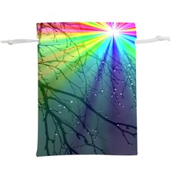 Rainbow Rain  Lightweight Drawstring Pouch (xl) by Sparkle