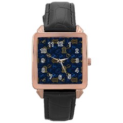 Tribal Festive Folk Pattern Rose Gold Leather Watch  by tmsartbazaar