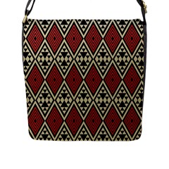 Motif Boho Style Geometric Flap Closure Messenger Bag (l) by tmsartbazaar