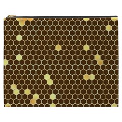 Gold Honeycomb On Brown Cosmetic Bag (xxxl) by Angelandspot