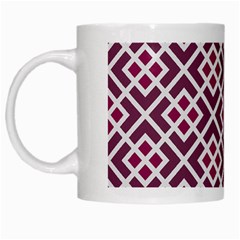 Two Tone Lattice Pattern White Mugs by kellehco