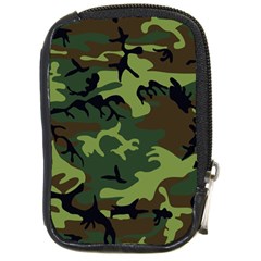 Forest Camo Pattern, Army Themed Design, Soldier Compact Camera Leather Case by Casemiro