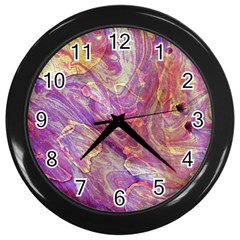 Marbling Abstract Layers Wall Clock (black) by kaleidomarblingart