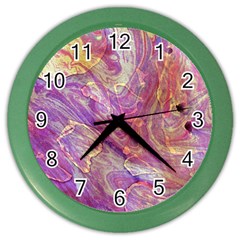 Marbling Abstract Layers Color Wall Clock by kaleidomarblingart