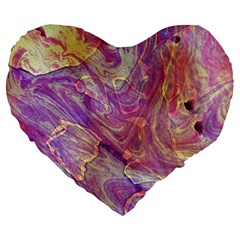 Marbling Abstract Layers Large 19  Premium Heart Shape Cushions by kaleidomarblingart