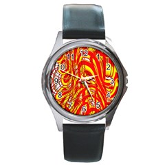 Fire On The Sun Round Metal Watch