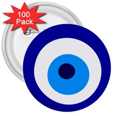 Evil Eye 3  Buttons (100 pack) 