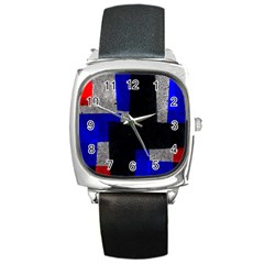 Abstract Tiles  Square Metal Watch by essentialimage