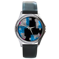 Abstract Tiles Round Metal Watch by essentialimage
