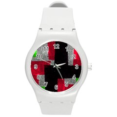 Abstract Tiles Round Plastic Sport Watch (m) by essentialimage