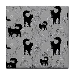 Grey Black Cats Design Tile Coaster by Abe731