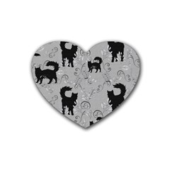 Grey Black Cats Design Heart Coaster (4 Pack) 