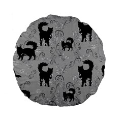 Grey Black Cats Design Standard 15  Premium Flano Round Cushions