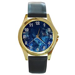  Coral Reef Round Gold Metal Watch