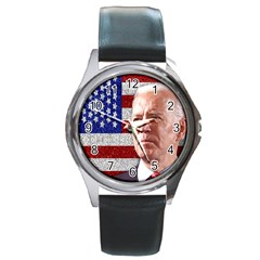Biden President Sticker Design Round Metal Watch by dflcprintsclothing