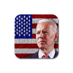 Biden President Sticker Design Rubber Square Coaster (4 Pack)  by dflcprintsclothing