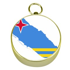 Flag Map Of Aruba Gold Compasses by abbeyz71