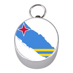 Flag Map Of Aruba Mini Silver Compasses by abbeyz71