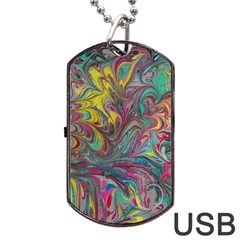 Abstract Marbling Dog Tag Usb Flash (one Side) by kaleidomarblingart