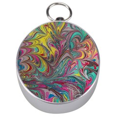 Abstract Marbling Silver Compasses by kaleidomarblingart