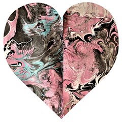 Marbling Collage Wooden Puzzle Heart by kaleidomarblingart