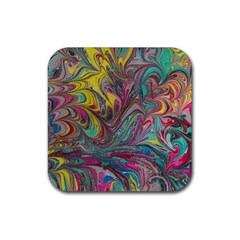 Abstract Marbling Swirls Rubber Coaster (square)  by kaleidomarblingart