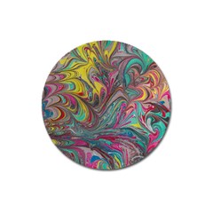 Abstract Marbling Swirls Magnet 3  (round) by kaleidomarblingart